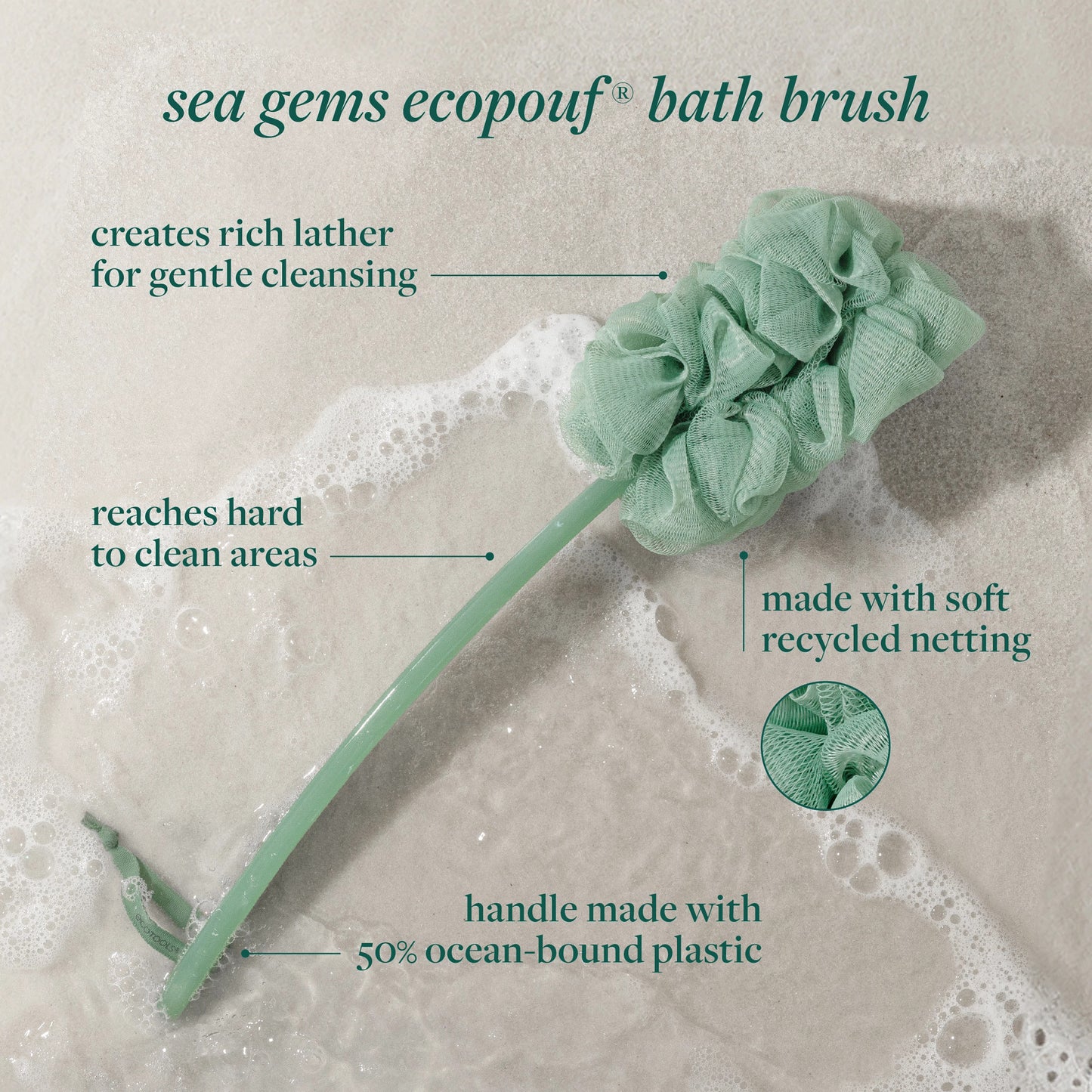 Sea Gems EcoPouf Bath Brush